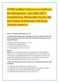 CPHRM Certified Professional in Healthcare &NewLine;Risk Management&colon;  Exam 2026&ndash;2027 &vert; &NewLine;Comprehensive 100-Question Practice Test &NewLine;with Answers & Rationales&vert; Pdf Access &NewLine;&vert;Already Graded A&plus;&period; 