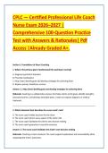 CPLC &mdash; Certified Professional Life Coach &NewLine;Nurse Exam 2026&ndash;2027 &vert; &NewLine;Comprehensive 100-Question Practice &NewLine;Test with Answers & Rationales&vert; Pdf &NewLine;Access &vert;Already Graded A&plus;&period; 