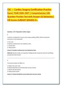 CSC &mdash; Cardiac Surgery Certification Practice &NewLine;Exam&vert; YEAR 2026&ndash;2027 &vert; Comprehensive 100&NewLine;Question Practice Test with Answers & Rationales&vert; &NewLine;Pdf Access ALREADY GRADED A&plus;&period; 