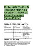IAHSS Supervisor Elite Test Bank&colon; High-Yield Questions&comma; Answers & Expert Rationales &lpar;2026&sol;2027 Edition&rpar;