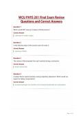WCU PHYS 261 Final Exam Review&NewLine;Questions and Correct Answers
