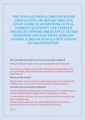 THE NGWA &lpar;NATIONAL GROUND WATER ASSOCIATION&rpar; AIR ROTARY DRILLING STUDY GUIDE EXAM 2025 WITH ACTUAL CORRECT QUESTIONS AND VERIFIED DETAILED ANSWERS &vert;FREQUENTLY TESTED QUESTIONS AND SOLUTIONS &vert;ALREADY GRADED A&plus;&vert;BRAND NEW&excl;&excl;&vert;LATEST UPDATE &vert;GUARANTEED PASS
