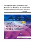 Test Bank - Lewis Medical Surgical Nursing&comma; 12th Edition &lpar;Harding&comma; 2020&rpar;&comma; Chapter 1-69 Fully Covered