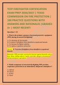 TCFP FIREFIGHTER CERTIFICATION EXAM PREP 2026&sol;2027 &vert; TEXAS COMMISSION ON FIRE PROTECTION &vert; 100 PRACTICE QUESTIONS WITH ANSWERS AND RATIONALES &vert;GRADED A&plus; &vert; MOST RECENT&excl;