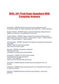 BIOL 241 Final Exam Questions With Complete Answers