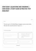 CDM EXAM 1 QUESTIONS AND ANSWERS &vert;&NewLine;CDM EXAM 1 STUDY GUIDE & PRACTICE TEST&NewLine;2026&sol;2027