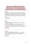 New Jersey Certified Assisted Living Administrator &lpar;CALA&rpar; Exam Complete Practice Questions with Verified Answers