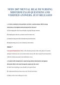 NFDN 2007 MENTAL HEALTH NURSING&NewLine;MIDTERM EXAM QUESTIONS AND&NewLine;VERIFIED ANSWERS&period; JUST RELEASED