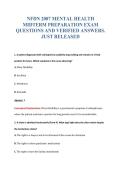 NFDN 2007 MENTAL HEALTH&NewLine;MIDTERM PREPARATION EXAM&NewLine;QUESTIONS AND VERIFIED ANSWERS&period;&NewLine;JUST RELEASED