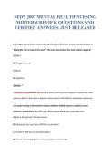 NFDN 2007 MENTAL HEALTH NURSING&NewLine;MIDTERM REVIEW QUESTIONS AND&NewLine;VERIFIED ANSWERS&period; JUST RELEASED