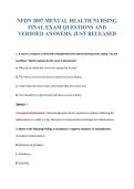 NFDN 2007 MENTAL HEALTH NURSING&NewLine;FINAL EXAM QUESTIONS AND&NewLine;VERIFIED ANSWERS&period; JUST RELEASED