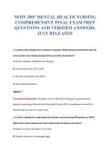 NFDN 2007 MENTAL HEALTH NURSING&NewLine;COMPREHENSIVE FINAL EXAM PREP&NewLine;QUESTIONS AND VERIFIED ANSWERS&period;&NewLine;JUST RELEASED