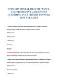 NFDN 2007 MENTAL HEALTH EXAM 1 -&NewLine;COMPREHENSIVE ASSESSMENT&NewLine;QUESTIONS AND VERIFIED ANSWERS&period;&NewLine;JUST RELEASED
