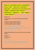 NURS 612 ADVANCED HEALTH ASSESSMENT EXAM 3 PREP &vert; MARYVILLE UNIVERSITY &vert; 2026&sol;2027 &vert; 200 PRACTICE QUESTIONS WITH CORRECT ANSWERS AND DETAILED RATIONALES &vert; GRADED A&plus; &vert; 100&percnt; CORRECT &vert; MOST RECENT&excl;&excl;