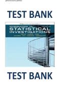 Test Bank for Introduction to Statistical Investigations 2nd Edition by Beth L&period; Chance&colon; Complete Exam Prep & Practice Questions