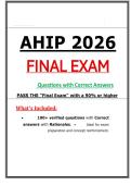 AHIP 2026 FINAL EXAM Questions with Correct Answers
