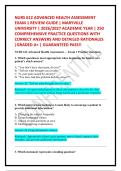 NURS 612 ADVANCED HEALTH ASSESSMENT EXAM 1 REVIEW GUIDE &vert; MARYVILLE UNIVERSITY &vert; 2026&sol;2027 ACADEMIC YEAR &vert; 250 COMPREHENSIVE PRACTICE QUESTIONS WITH CORRECT ANSWERS AND DETAILED RATIONALES &vert;GRADED A&plus; &vert; GUARANTEED PASS&excl;&excl;