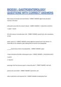 BIOD351 GASTROENTEROLOGY QUESTIONS WITH CORRECT ANSWERS