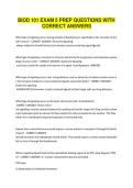 BIOD 101 EXAM 5 PREP QUESTIONS WITH CORRECT ANSWERS