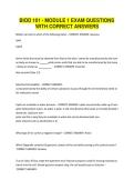 BIOD 101 - MODULE 1 EXAM QUESTIONS WITH CORRECT ANSWERS