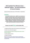 CPO Certified Pool OPerator Exam &ndash; 2026&sol;2027 Edition &ndash; 50 Actual Questions & Correct Answers 