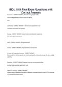BIOL 1104 Final Exam Questions with Correct Answers