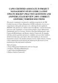 CAPM CERTIFIED ASSOCIATE IN PROJECT&NewLine;MANAGEMENT STUDY GUIDE &vert; LATEST&NewLine;UPDATE 2026&sol;2027 &vert; PRACTICE QUESTIONS AND&NewLine;ANSWERS &vert; EXAM REVIEW &vert; 100&percnt; CORRECT&NewLine;ANSWERS &vert; VERIFIED SOLUTIONS