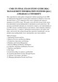 CMIS 351 FINAL EXAM STUDY GUIDE 2026 &vert;&NewLine;MANAGEMENT INFORMATION SYSTEMS Q&A &vert;&NewLine;ATHABASCA UNIVERSITY