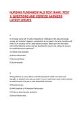 NURSING FUNDAMENTALS TEST BANK &lpar;TEST 1&rpar; QUESTIONS AND VERIFIED ANSWERS LATEST UPDATE