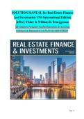 Solution Manual For Real Estate Finance and Investments 17th Edition &vert; William B&period; Brueggeman & Jeffrey D&period; Fisher &vert; ISBN 9781260734300 &vert; Chapters 1-23
