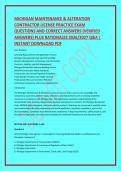 MICHIGAN MAINTENANCE & ALTERATION CONTRACTOR LICENSE PRACTICE EXAM QUESTIONS AND CORRECT ANSWERS &lpar;VERIFIED ANSWERS&rpar; PLUS RATIONALES 2026&sol;2027 Q&A &vert; INSTANT DOWNLOAD PDF