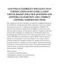 IAAP WEB ACCESSIBILITY SPECIALIST &lpar;WAS&rpar;&NewLine;CERTIFICATION STUDY GUIDE &vert; LATEST&NewLine;UPDATE 2026&sol;2027 &vert; PRACTICE QUESTIONS AND&NewLine;ANSWERS &vert; EXAM REVIEW &vert; 100&percnt; CORRECT&NewLine;ANSWERS &vert; VERIFIED SOLUTIONS&NewLine;