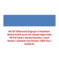 NR 547 Week 2 Exam Review &lpar;2026&sol;2027&rpar; &vert; PMHNP Differential Diagnosis&colon; Anxiety Disorders Test Bank