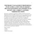 PMP PROJECT MANAGEMENT PROFESSIONAL&NewLine;STUDY GUIDE &vert; LATEST UPDATE 2026&sol;2027 &vert;&NewLine;PRACTICE QUESTIONS AND ANSWERS &vert; EXAM&NewLine;REVIEW &vert; 100&percnt; CORRECT ANSWERS &vert;&NewLine;VERIFIED SOLUTIONS&NewLine;