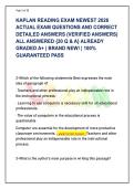 KAPLAN READING EXAM NEWEST 2026 &vert; 20 ACTUAL EXAM QUESTIONS & VERIFIED DETAILED RATIONALES &vert; GRADED A&plus;