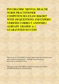 PSYCHIATRIC MENTAL HEALTH &NewLine;NURSE PRACTITIONER &NewLine;COMPETENCIES EXAM 2026&sol;2027 &NewLine;WITH 150 QUESTIONS AND EXPERT&NewLine;VERIFIED CORRECT ANSWERS &vert; &NewLine;ALREADY GRADED A&plus; &vert; &NewLine;GUARANTEED SUCCESS