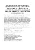 WGU D027 HEALTHCARE INFORMATION&NewLine;SYSTEMS STUDY GUIDE &vert; LATEST UPDATE&NewLine;2026&sol;2027 &vert; PRACTICE QUESTIONS AND&NewLine;ANSWERS &vert; EXAM REVIEW &vert; 100&percnt; CORRECT&NewLine;ANSWERS &vert; VERIFIED SOLUTIONS &vert; HEALTH&NewLine;INFORMATICS GUIDE