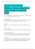 Social Psychology Midterm Exam Questions and Answers Updated 2026