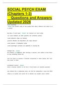 SOCIAL PSYCH EXAM &lpar;Chapters 1-3&rpar;Questions and Answers Updated 2026