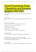 Social Psychology Exam 1 Questions and Answers Updated 2026&period;