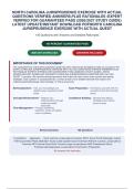 NORTH CAROLINA JURISPRUDENCE EXERCISE WITH ACTUAL&NewLine;QUESTIONS VERIFIED ANSWERS&comma;PLUS RATIONALES &sol;EXPERT&NewLine;VERIFIED FOR GUARANTEED PASS &lpar;2026&sol;2027 STUDY GUIDE&rpar;&NewLine;LATEST UPDATE&sol;INSTANT DOWNLOAD PDFNORTH CAROLINA&NewLine;JURISPRUDENCE EXERCISE WITH ACTUAL QUEST