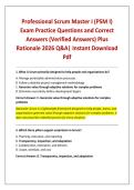 Professional Scrum Master I &lpar;PSM I&rpar; &NewLine;Exam Practice Questions and Correct &NewLine;Answers &lpar;Verified Answers&rpar; Plus &NewLine;Rationale 2026 Q&A&vert; Instant Download Pdf &NewLine;