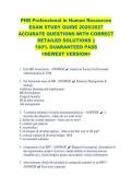 PHR Professional in Human Resources &NewLine;EXAM STUDY GUIDE 2026&sol;2027 &NewLine;ACCURATE QUESTIONS WITH CORRECT &NewLine;DETAILED SOLUTIONS &vert;&vert; &NewLine;100&percnt; GUARANTEED PASS &NewLine;<NEWEST VERSION> 