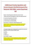 CAPM Exam Practice Questions and &NewLine;Correct Answers &lpar;Verified Answers&rpar; Plus &NewLine;Rationale 2026 Q&A&vert; Instant Download Pdf &NewLine;