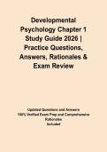 Developmental Psychology Chapter 1 Study Guide 2026 &vert; Practice Questions&comma; Answers&comma; Rationales & Exam Review&NewLine;&NewLine;