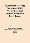 Educational Psychology Study Guide 2026 &vert; Practice Questions&comma; Answers&comma; Rationales & Exam Review