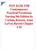  Contemporary Practical&sol;Vocational Nursing 9th Edition by Corinne Kurzen & Anna Lavon Test Bank &vert; Study Guide & Practice Questions