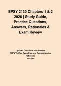 EPSY 2130 Chapters 1 & 2 2026 &vert; Study Guide&comma; Practice Questions&comma; Answers&comma; Rationales & Exam Review&NewLine;&NewLine;