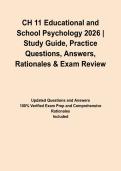 CH 11 Educational and School Psychology 2026 &vert; Study Guide&comma; Practice Questions&comma; Answers&comma; Rationales & Exam Review