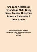 Child and Adolescent Psychology 2026 &vert; Study Guide&comma; Practice Questions&comma; Answers&comma; Rationales & Exam Review